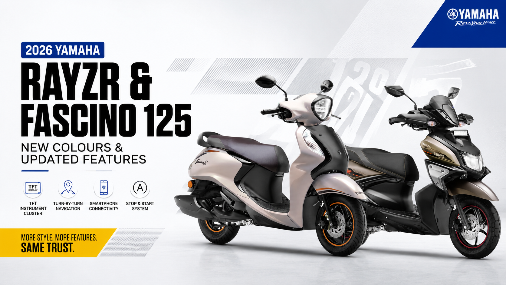 2026 Yamaha RayZR & Fascino 125 Gets Feature Update & New Colour Options